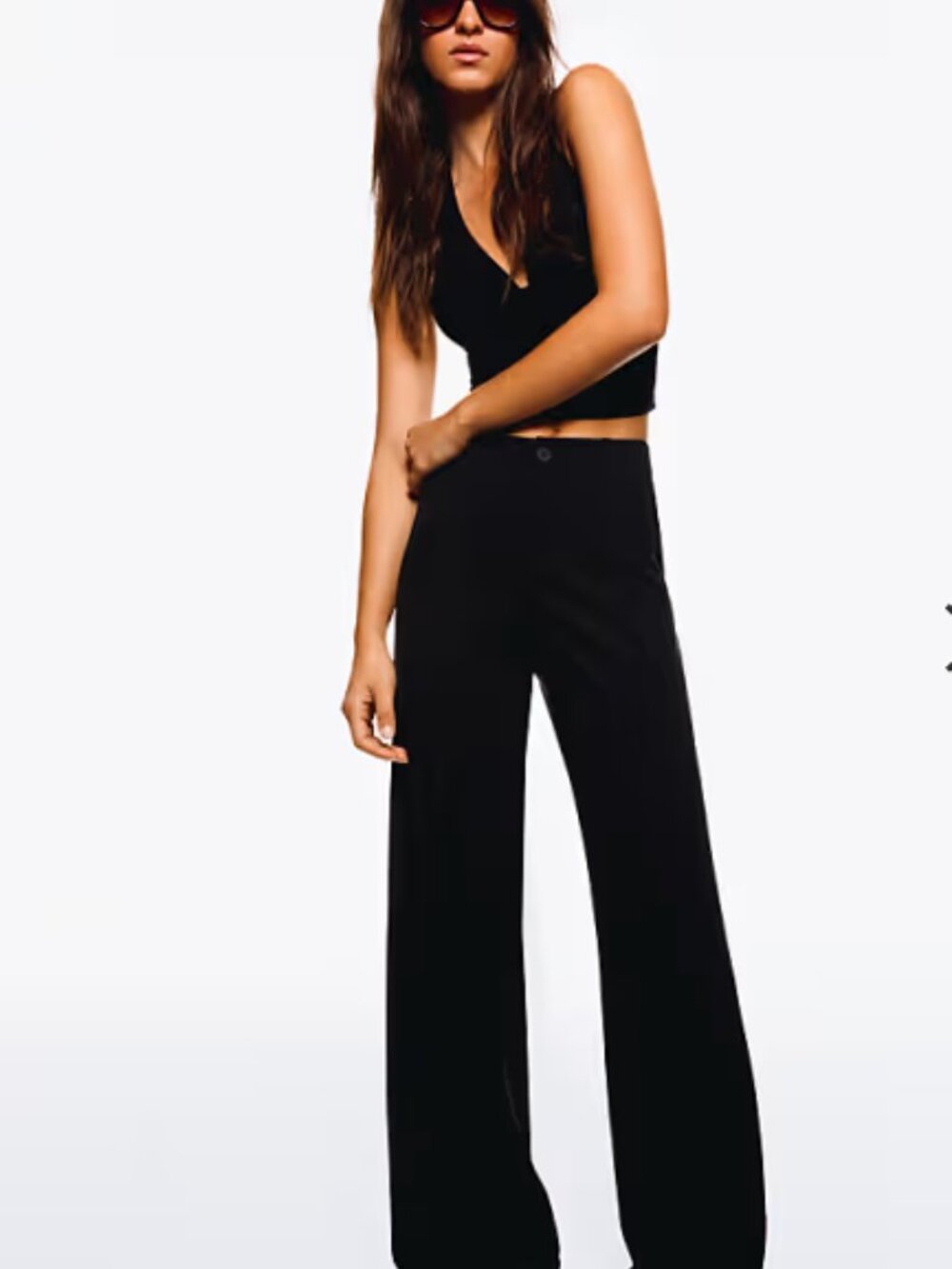 Bershka Black Tailored Straight Leg Trousers – US 8